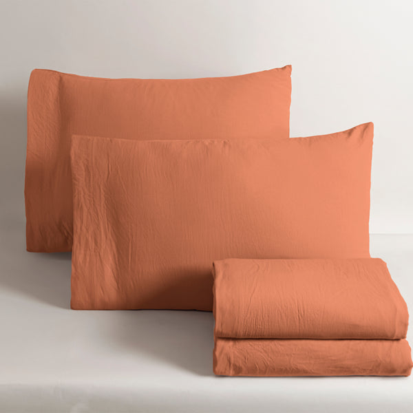 Sábanas Viasoft Washed Coral INDIVIDUAL