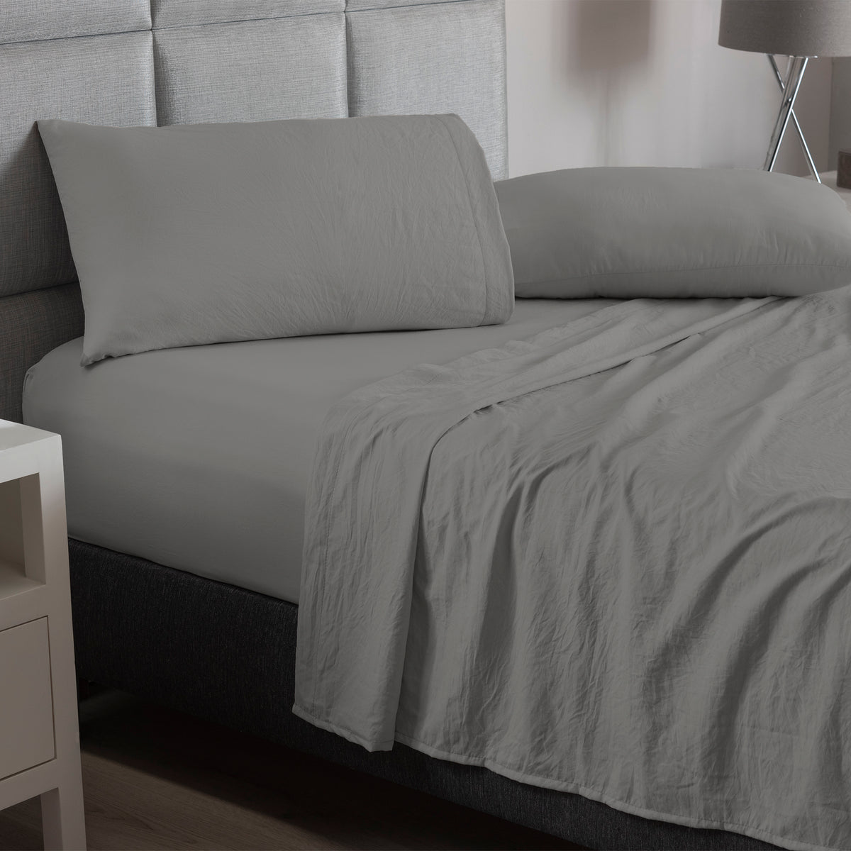 Sábanas Viasoft Washed Gris INDIVIDUAL