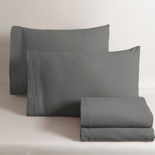 Sábanas Viasoft Washed Gris INDIVIDUAL