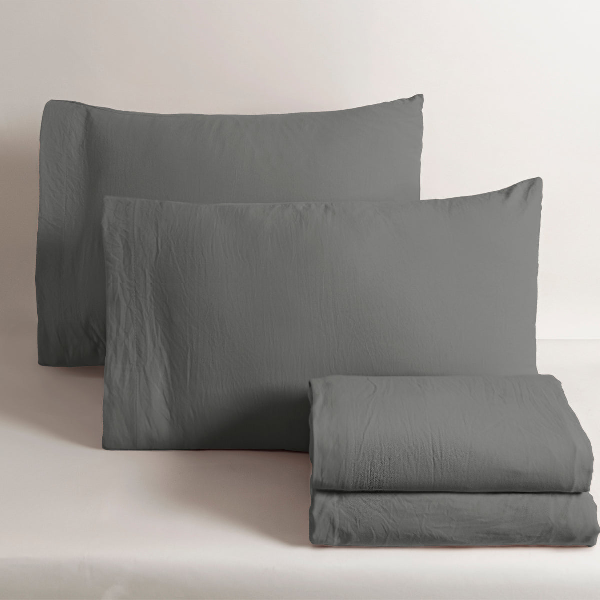 Sábanas Viasoft Washed Gris INDIVIDUAL