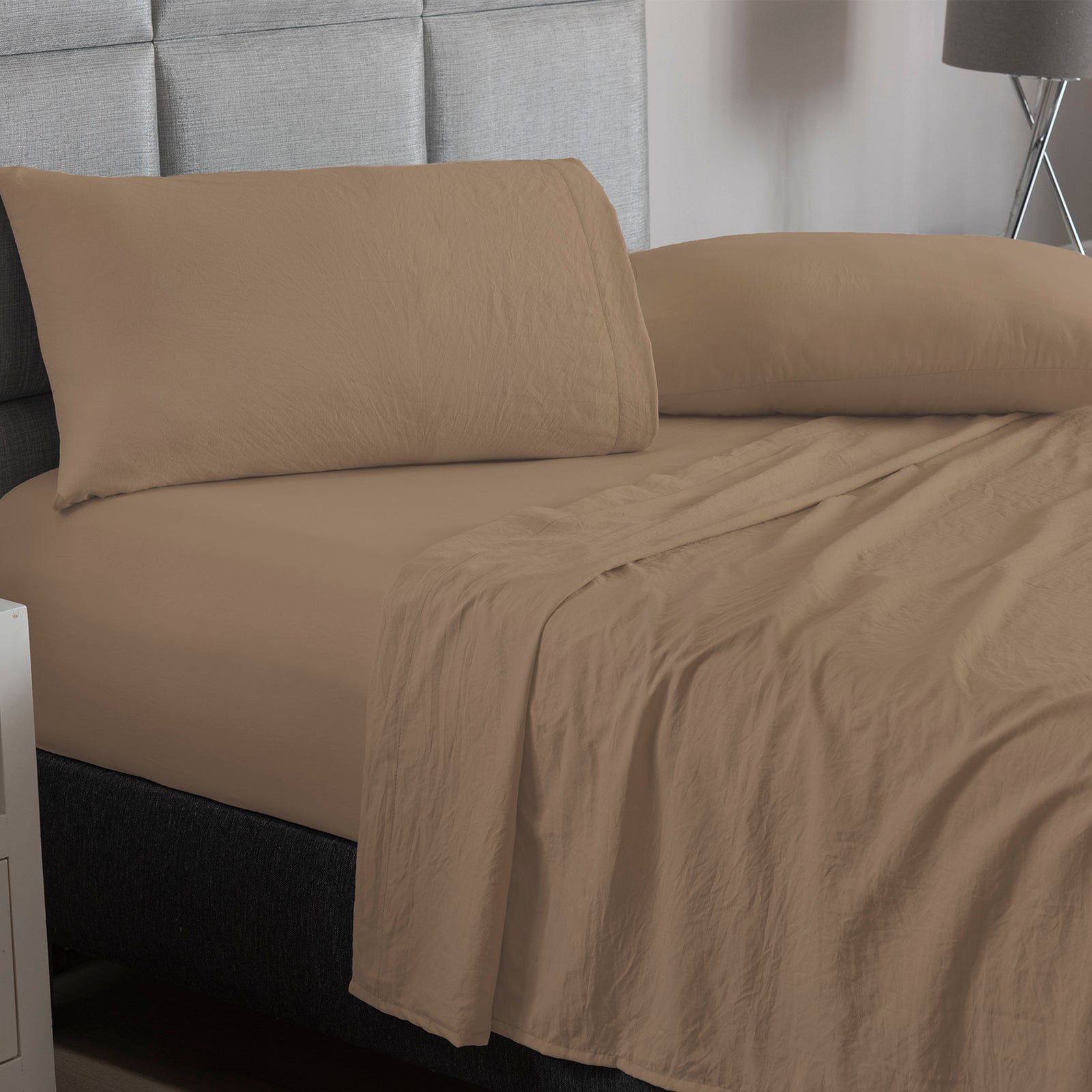 Sábanas Viasoft Washed Latte INDIVIDUAL