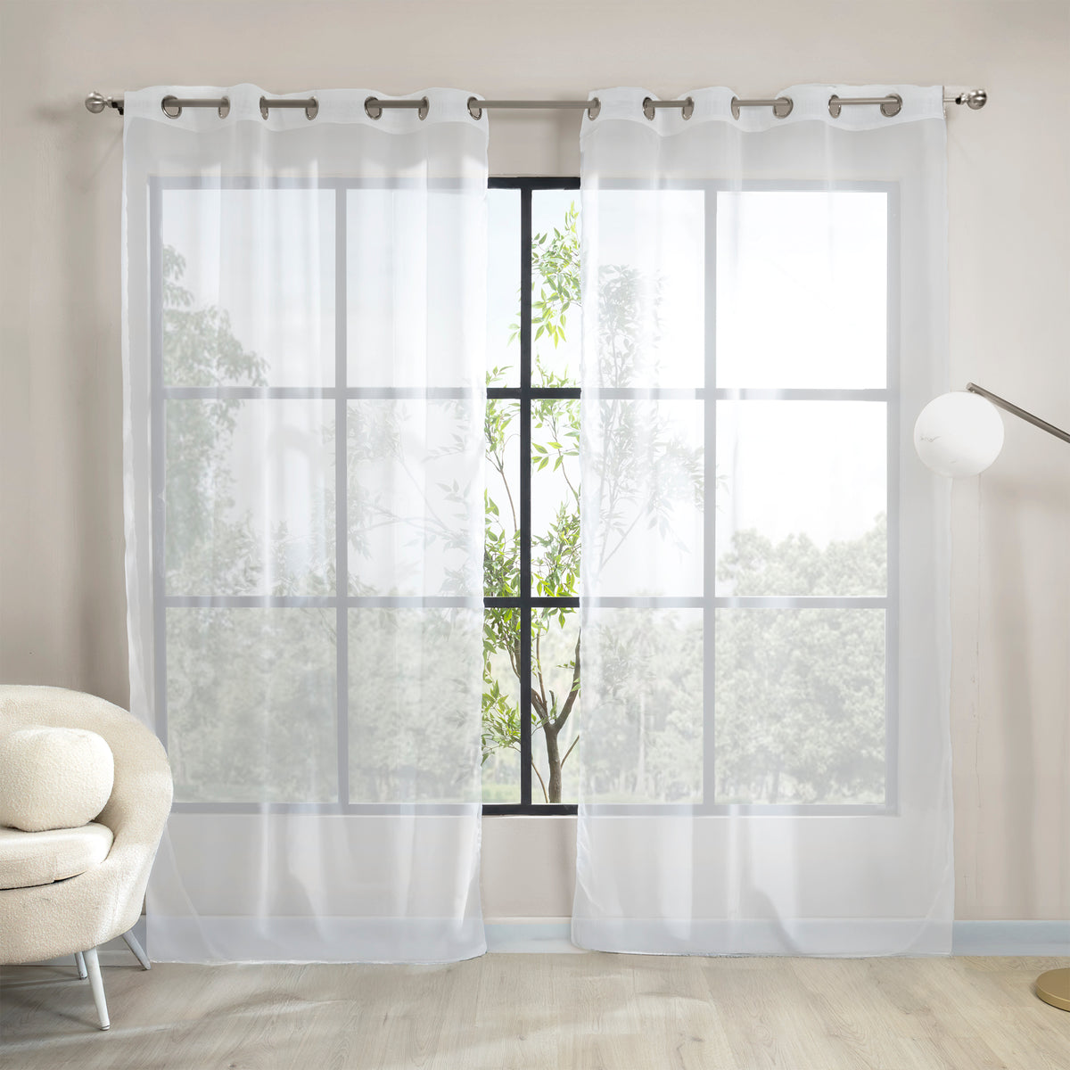 Cortinas Translúcidas Argolla Tergal Blanco LARGA